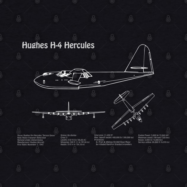 Hughes H-4 Hercules Spruce Goose Blueprint Plans - PDpng by SPJE Illustration Photography